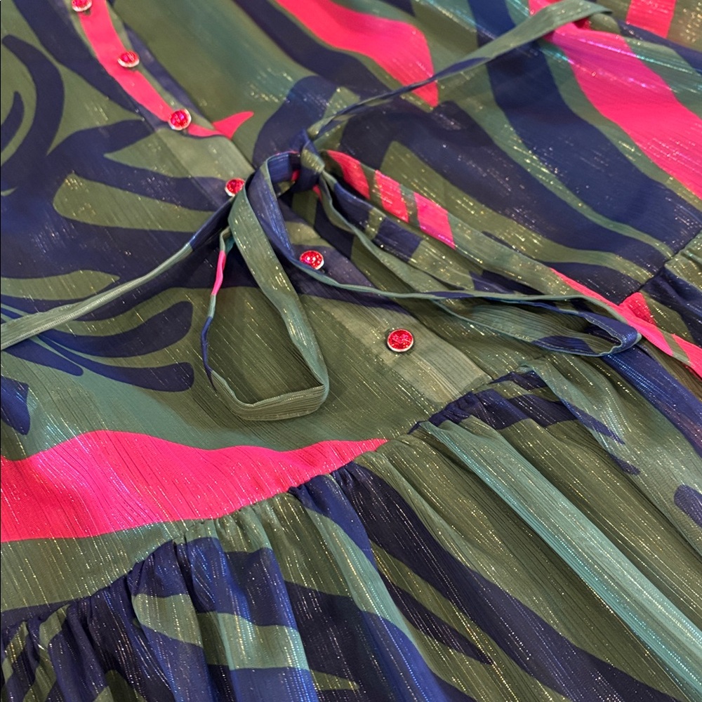 Alden Adair Adele Dress Drop Waist Balloon Sleeve Gorgeous! NEW NWT Large - Picture 8 of 12